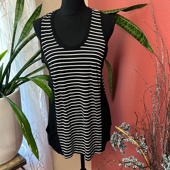 BCBGMaxAzria Striped Semi Sheer Sleeveless Tank Top - Picture 1 of 8